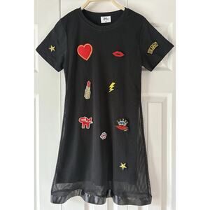 Lola And The Boys Black Dress Size Girls 9-10 Patchwork with net overlay